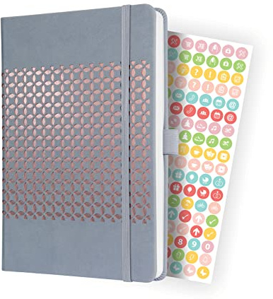 SIGEL J4209 Wochenkalender Jolie 2024, ca. A5, hellgrau, Hardcover, Gummiband, Stiftschlaufe, Einstecktasche, 174 S., aus nachhaltigem Papier, Terminplaner