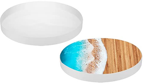 HARFINGTON 23.6 Charcuterie Board Resin Silicone Mold Tray Epoxy Mould Cutting Board Coffee Table for DIY Art Home Decoration (Round)