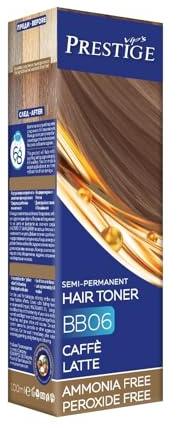 Vips Prestige Colorazione e Bagno di Colore Caffe Latte 06 | Senza Ammoniaca né Perossido | Con Olio di Oliva, Macadamia e Ricino | Antigiallo | 100 ml