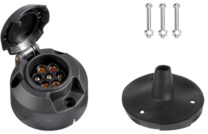 XUEYI Prise Remorque 7 Broches Femelle, avec Joint Arrière, Selon ISO 1724, 12V Prise Remorque 7 Broches Etanche, pour Voiture Camion Caravane RV