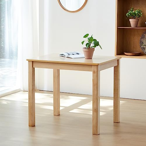 Livinia Cabin 33.5 Wooden Dining Table/Small Rectangular Modern Farmhouse Solid Wood Kitchen Table Desk (Natural)