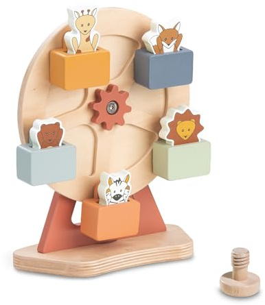 hauck Play Fun Fair S, Animals - Riesenrad mit Tierchen ab 12 Monaten Kompatibel mit Play Tray Spielbrett für Alpha+, Beta+ & Arketa Holzhochstuhl, Baby Holz Spielzeug Fördert Auge Hand Koordination
