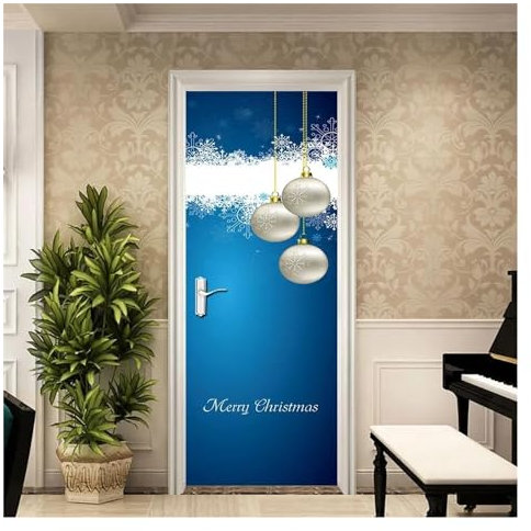 Türaufkleber Türtapete Türbilder Türposter Weihnachten Tür Aufkleber Party Home Decor Tapete Aufkleber Abnehmbare Wasserdichte Selbstklebende Poster Wandbild(M,40x120cm)