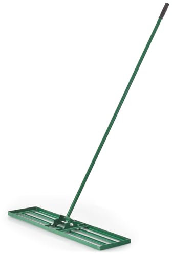 GYMAX Rastrello Livellatore per Terra, Spatola per Prato, Leggero e Portatile, Facile Montare, Impugnatura Antiscivolo, per Giardini, Cortili, Fattorie Prati, Verde (M) (Verde-L)