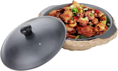 Casseruola in ghisa antiaderente con coperchio, mini wok antiaderente per la casa per persone singole o multiple, 22 cm