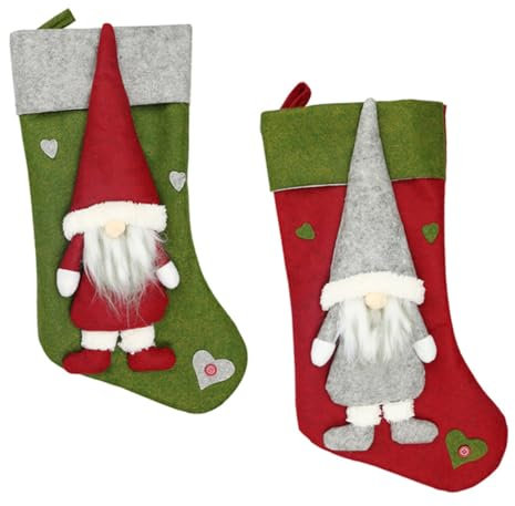 HAKIDZEL 2st Socken Geschenktüte Rote Weihnachtsstrümpfe Weihnachtsmann-Dekoration Weihnachtsgeschenktüten Rote Strümpfe Weihnachten Große Strümpfe Socken Aufhängen Ältere Stoff