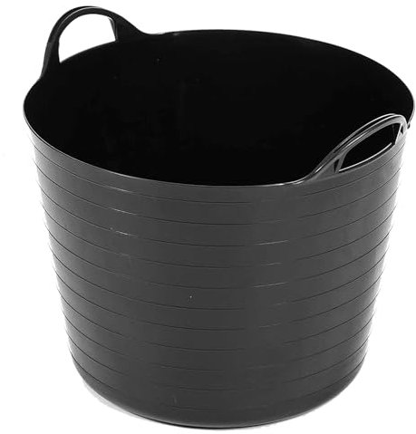 40 Litres Flexible Plastic Storage Bucket Tubs Black Rubble Container Strong (2)