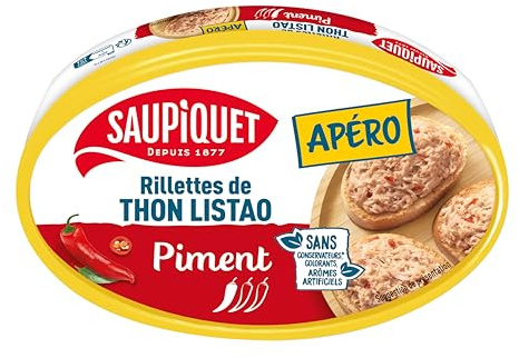 SAUPIQUET - Rillettes de Thon au Piment - Idéal Tartines, Toasts, Apéritif - Issu d'une Pêche Traçabilité Garantie - 12 Conserves (115 g)