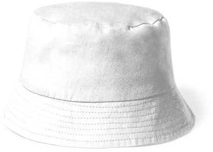 Gorro Pescador Infantil 100% algodón. Gorro Pescador Niño Niña. Sombrero Pescador Tipo Bob. Gorro Bucket. Talla única 54 (Algodón, Blanco)