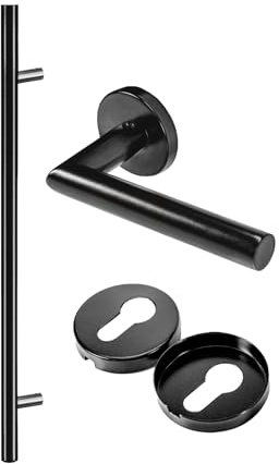 METALUSTIC Stangengriff Stoßgriff Schwarz 1000/1200 MM, Stangengriff, Türgriff, Stossgriff für Haustür, verschiedene Größe | Griff Edelstahl, Vierkantstift 8x165mm, mattschwarz