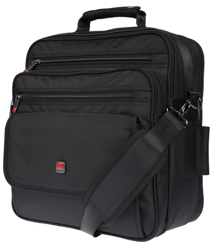 Christian Wippermann Borsa a tracolla professionale XXL per assistenti di volo da uomo, borsa messenger, borsa da lavoro, borsa per laptop, Nero , xxl