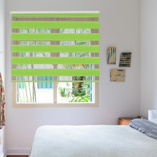Verdunklungsrollo Klemmfix 65 x 220 cm Sichtschutz Sonnenschutz Verdunklungsrollo Thermorollo Inkl. Montagematerial für Fenster Und Tür, Grün