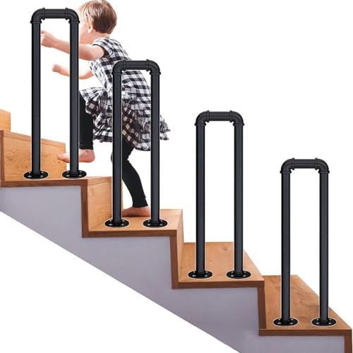 YCZHD Moderne Treppengeländer Innen,U-förmige Geländer Treppe,Geländer Außen,Handlauf Treppe,Metall Treppenhandlauf für Villen,Balkone,Flure, Wohnungen(Size:U 45cm,Color:Schwarz)