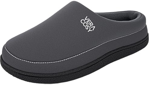 VeraCosy Men's Moccasin Slippers Slip-on Indoor Memory Foam House Shoes | house shoes,durable rubber sole,anti-slip traction,warm soft upper,corduroy,gifts for men
