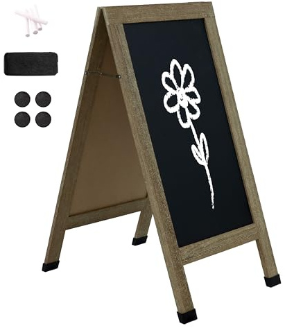 Sunnydaze Lavagna magnetica A-Frame – Lavagna sandwich gesso marciapiede – 101,6 x 50,8 cm – legno stagionato