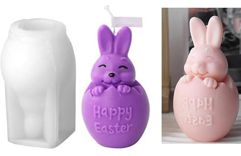 Stampi per Candele Coniglietto di Pasqua, 3D Stampo Silicone Coniglio, Stampo In Silicone 3D Coniglietto Pasquale Portacandele, Stampi in Resina Epossidica per Realizzare Candele, Sapone