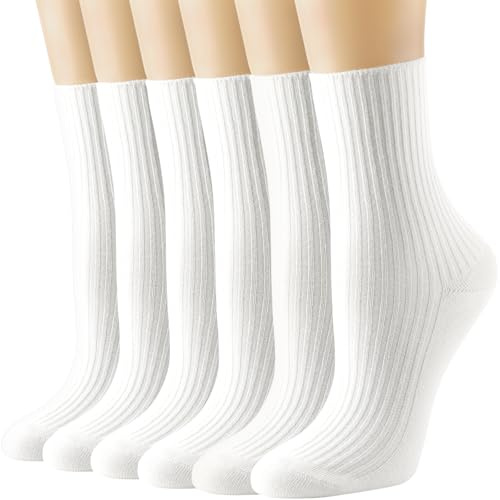 DRESHOW Calzini da Donna in Cotone Neutro Graziosi Calzini Sportivi Estetici per Abbigliamento Casual Calzini Pieghettati