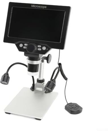 Besttoolifes Microscopio digital LCD de 7 pulgadas 1200X, vista completa de la cámara del microscopio de la moneda para monedas de error con soporte de microscopio de 10.2 pulgadas, microscopio de