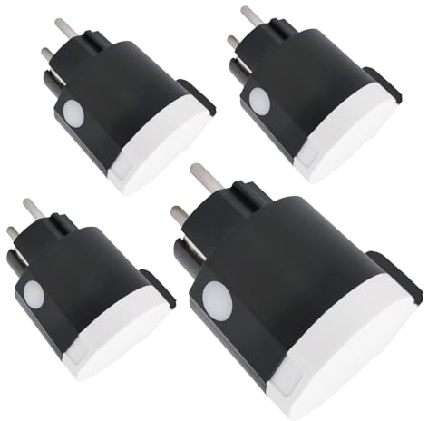 LED ATOMANT 4x Enchufe Wifi Exterior Redondo Negro 16A IP44 App Smart Life | Compatible con Alexa y Google Assistant, App Smart Life y Tuya