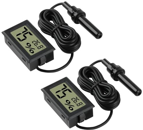 2 Pack Digital Reptile Thermometer Hygrometer with Probe