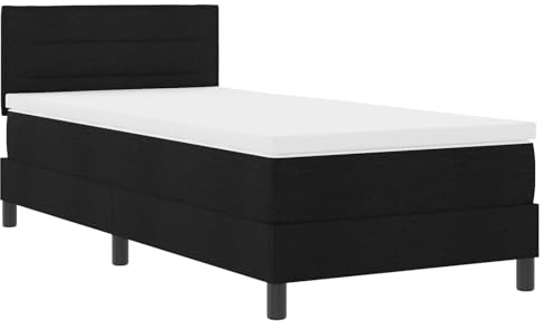 vidaXL Letto a molle con testiera Nero 90 x 190 cm Tessuto