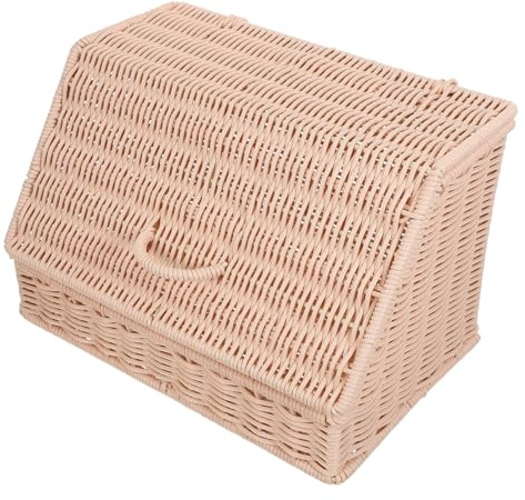 ABOOFAN Panier à Snacks Osier avec Couvercle Panier de Rangement Tressé Main pour Desserts et Pains Organisateur Décoratif pour et Cuisine