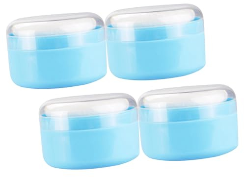WRITWAA 4 Stück Puderbehälter mit Quaste Leichte Anwendung für Babypuder Bruchsicherer für Unterwegs Sanfte und Trockene für Optimale Pflege