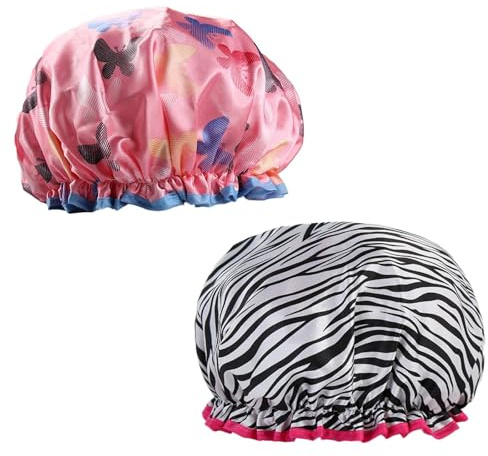 Funalix Cuffia doccia a farfalla, 1 pezzo Zebra doppio ispessimento impermeabile