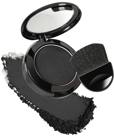 Hairline Touch Up Powder,Instant Hairline Powder with an Integrated Brush for Thinning Areas and Gray Hair Coverage,Waterproof and Natural Root Cover up for Women and Men,#Black