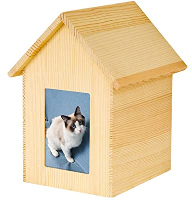 BUBEFSKD Urna para gatos, urna conmemorativa para gatos, cenizas de madera maciza, caja de cenizas con marco de fotos para patios para mascotas Cinesarpa