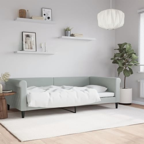 Frdhee Bett Gestell Familienbett, Tagesbett Hellgrau 100x200 cm Samt, Industrie-Stil, Einfache Montage
