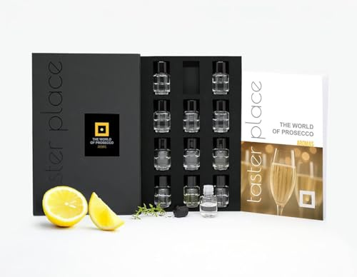 TASTERPLACE Die Welt des Prosecco, Aroma-Set für Sommeliers und Weinliebhaber, 12 Aromen, Englische Version, Weinverkostungs-Schulungswerkzeug
