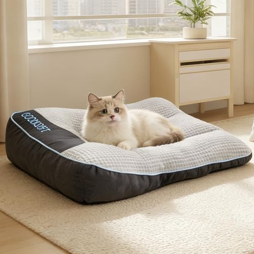 Extra Thick Soft Orthopedic Dog Bed - Comfortable Soft Fluffy Sofa Pet Bed for Small Dogs/Cats Up to 20 lbs, Reasonable Curves Dog Crate Pad with Non-Slip Bottom (Grey, 24 L x 18 W x 7 Th)