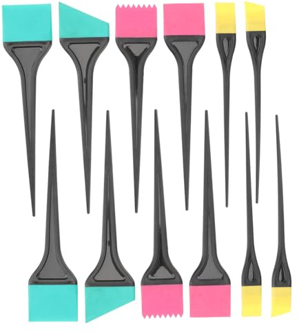 SHERCHPRY Lot de 2 set de sets de Ensembles de 6 Pinceaux et Peignes en Silicone pour Teinture Capillaire Kit Professionnel Réutilisable pour Coloration et Décoloration des Cheveux à