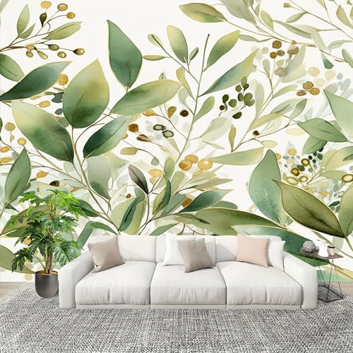 Fotomurales 300x210 cm Naturaleza Plantas Flores. Decoración Muro Murales Papel Pintado tejido no tejido Verde Moderna Panoramico Fotográfico Adhesivos Impermeable Papel Tapiz