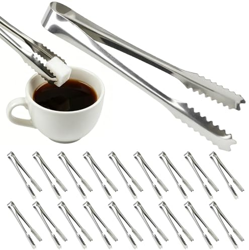 ANPUNAT 24-pack issocker tänger rostfritt stål små serveringstänger för socker, desserter fest kaffe kök bar (silver)