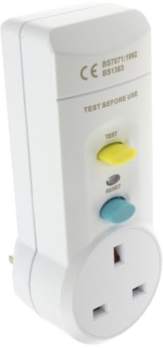 kenable RCD 13 Amp UK Mains Socket Plug Power Adapter with Test & Reset Button