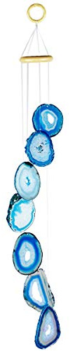 Nupuyai Large Blue Agate Slices Wind Chimes Crystal Stone Garden Decor | Yoga Healing Crystal Wind Chimes, Boho Handmade Crystal Gemstone Hanging Ornament, Indoor Outdoor Window Home Decor 54cm