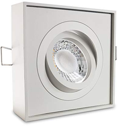 CONCEPTRUN LED Einbaustrahler mit aufbauendem Korpus für eine geringe Einbautiefe schwenkbar eckig quad quadratisch weiß Aluminium Downlight Deckenspot Modell: EB4 GU10 230V dimmbar warmweiß