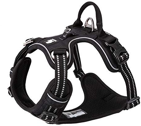 Dog Harness No Pull Adjustable Reflective Step-in Soft Nylon For Small Large Pet TLH56512(M, Black)