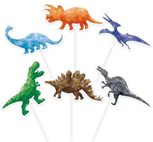 WERNNSAI 36 Stück Dinosaurier Cupcake Toppers - Dino Kuchen Deko Geburtstag Jungen Kinder Dino Tortendeko Muffin Kuchenaufsätze Geburtstagsparty Dekoration