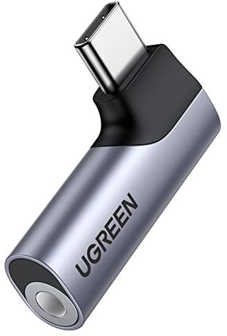 UGREEN Adattatore USB C a Jack 3.5mm per Cuffie 90 Gradi Connettore Type C con DAC Chip Compatibile con iPhone 17 PRO Max Air Galaxy S25 Ultra Pixel 9 Xiaomi (Gray)