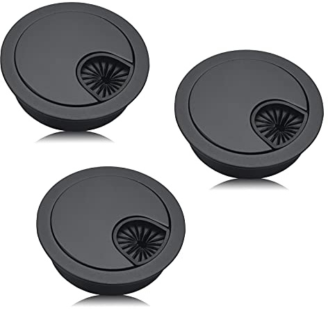 Fsclvy 50mm Metal Computer Grommet - 3pcs Desk Cable Management Cover for Office and Computer Desk Wires - Brushed