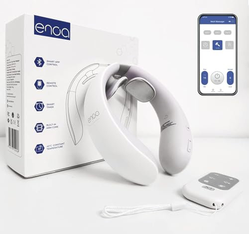 ENOA M5 Nackenmassagegerät mit EMS & TENS, 6 Modi, 18 Intensitätsstufen, Wärme bis 42°C, App-Steuerung, Kabellos, Wiederaufladbar – Gegen Nackenschmerzen & Muskelverspannungen
