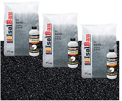 Isolbau Steinteppich Aussen Komplettset Marmorkies 75kg + Bindemittel bis 7,5m² Nero 1/4mm Epoxidharz, Terassenboden, Natursteinboden Marmorkies Bodenbelag, Steinboden, Marmorstein, Innen Außen