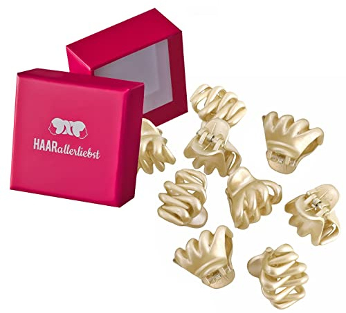 HAARallerliebst Haarklammern gold (9 Stück | gold schimmernd | 2,4 cm) inkl. Schachtel zur Aufbewahrung