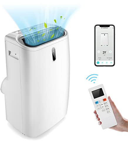 TANGZON 5-in-1 Portable Air Conditioner 12000BTU/14000BTU, WIFI Smart App Compatible, Cooler, Heater, Dehumidifier, 3 Speeds Fan with Sleep Mode, Remote Control, 24H Timer & Digital Display (12000BTU)
