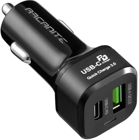 ARCANITE Autoladegerät, 45 W schnelles USB-Ladegerät mit Zwei Anschlüssen - USB-C PD3.0 (27 W), USB-A QC3.0 (18 W), Premium+