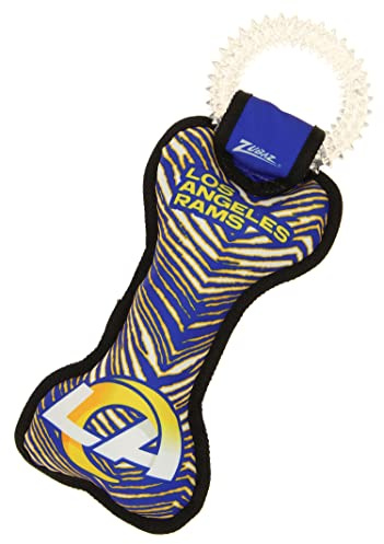Zubaz NFL Team Logos and Colors Ring Tug Toy with Squeaker for Dogs, Los Angeles Rams