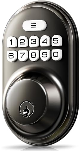 Veise Keyless Entry Door Lock, Electronic Keypad Deadbolt, Keyed Entry, Auto Lock, Anti-Peeking Password, Back Lit & Easy Installation Design, Matte Black